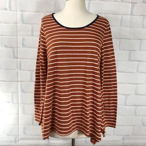 Umgee Orange and White Striped Long Sleeve Top
